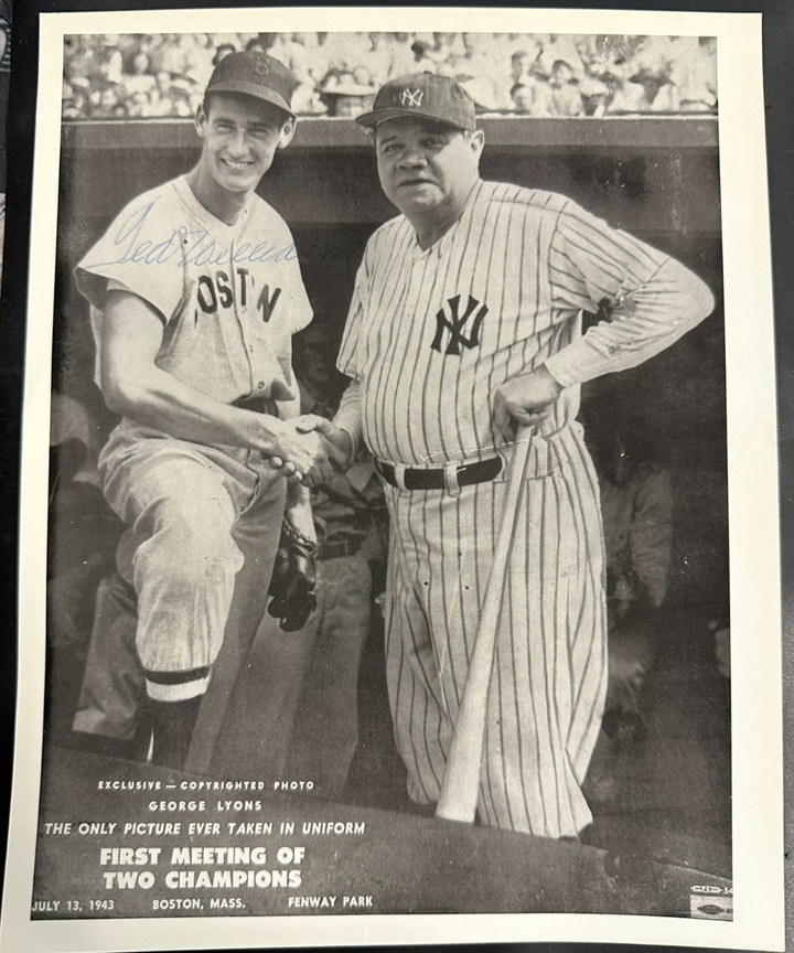 Ted Williams Autographed 8x10 Photo W/ Babe Ruth Boston Red Sox BAS HOF