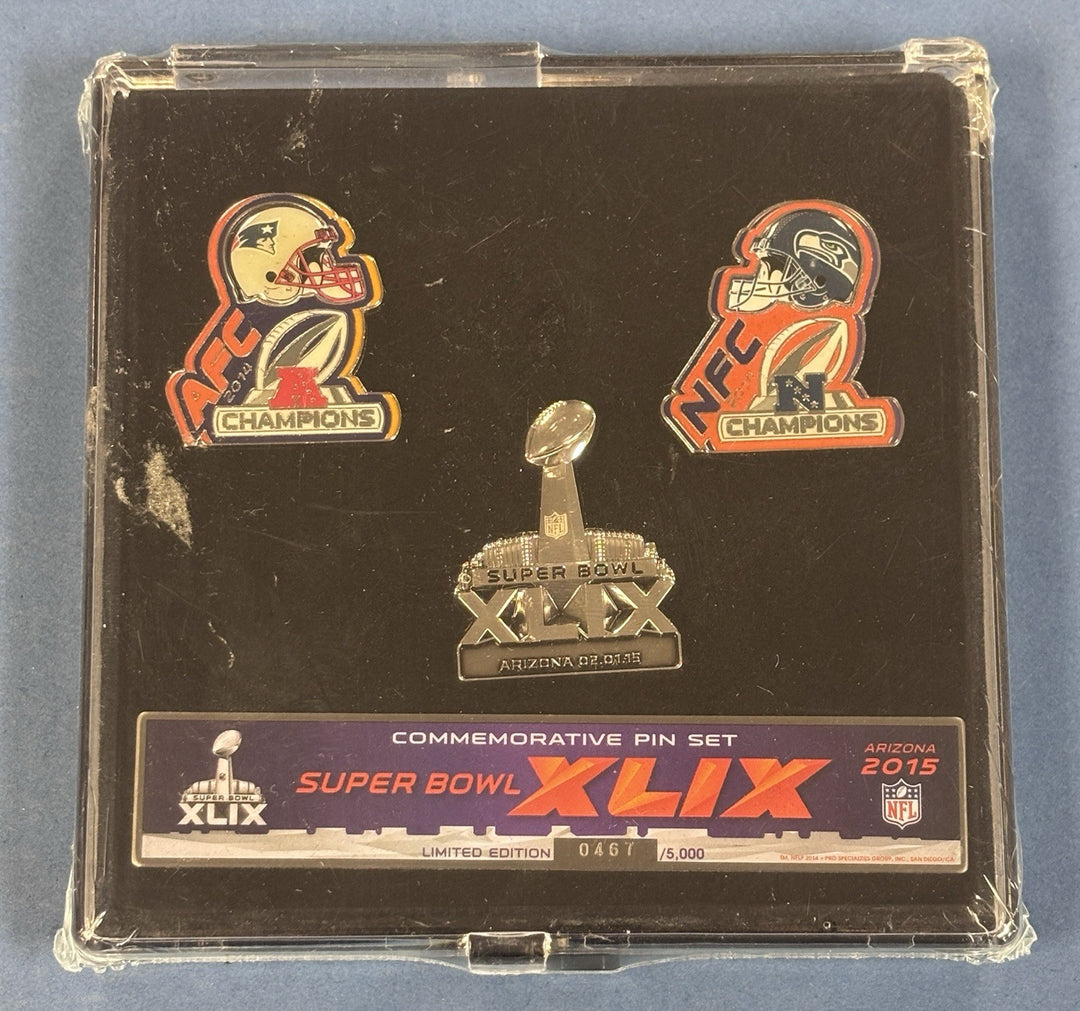 Limited Edition New England Patriots Seahawks Superbowl XLIX Pin Set /5000