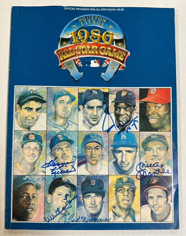 1986 MLB All-Star Game Signed Program Mantle Williams Mays Ford Killebrew BAS