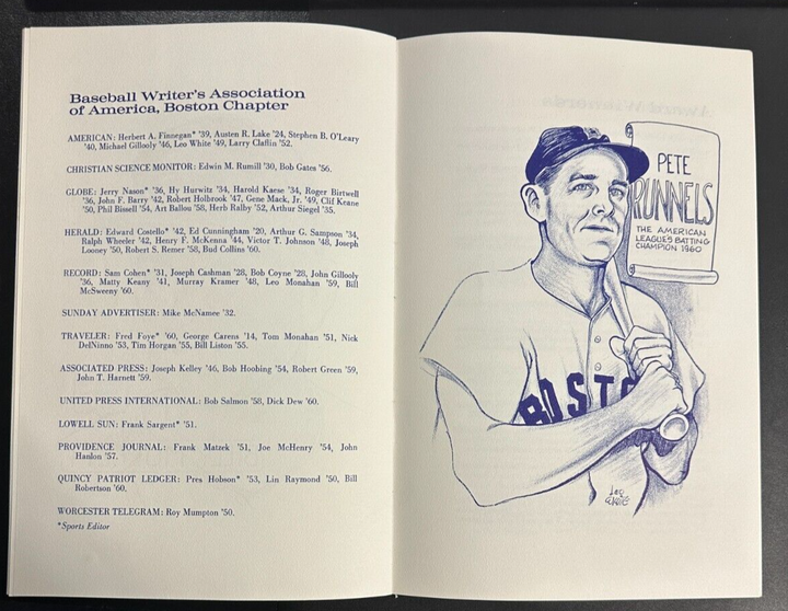 Jan 26, 1961 22nd Annual Baseball Writers Association America Dinner Program