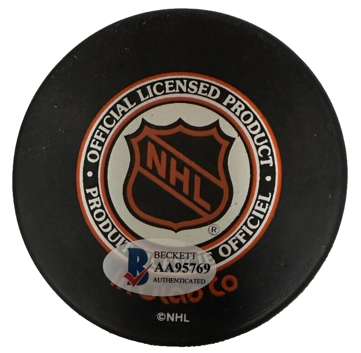 Bob Sweeney Autographed New York Islanders Fisherman Logo Hockey Puck NHL