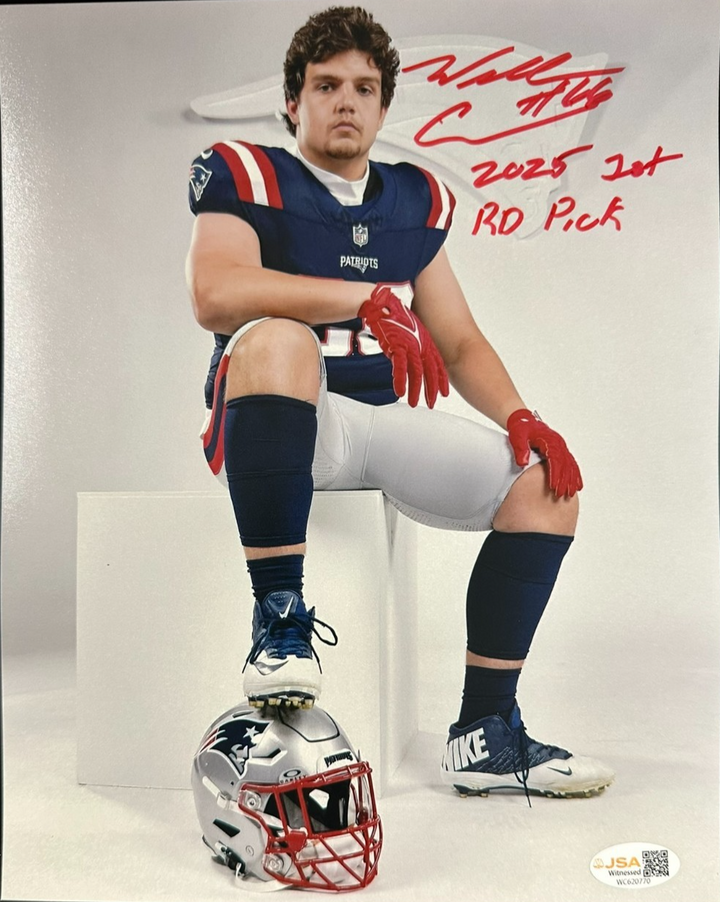 Will Campbell Signed New England Patriots 8" x 10" Photo W/ 2025 1st RD Pick JSA