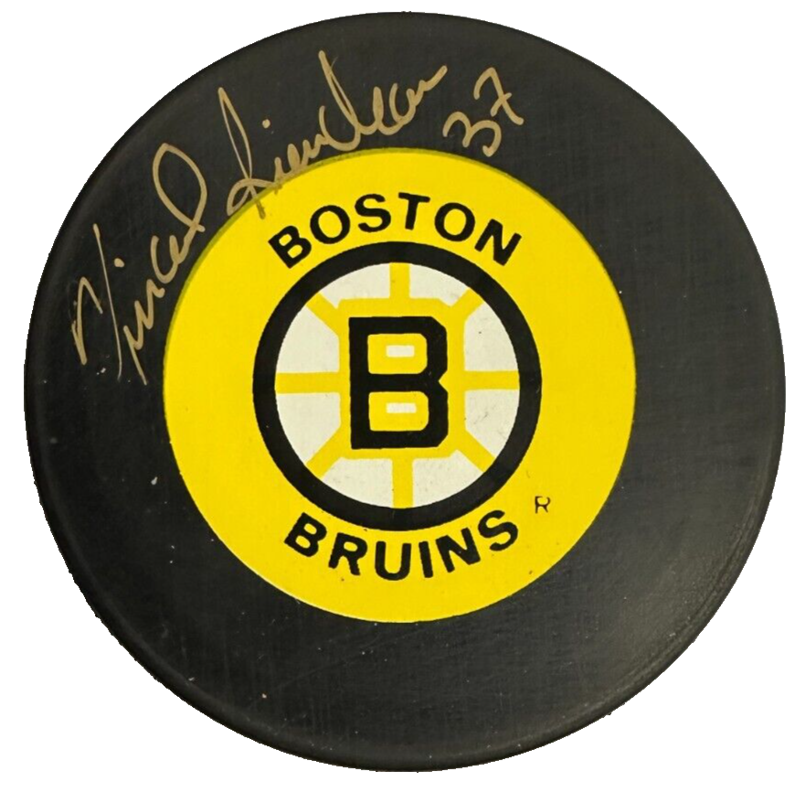 Vincent Riendeau Autographed Boston Bruins Hockey Puck BAS