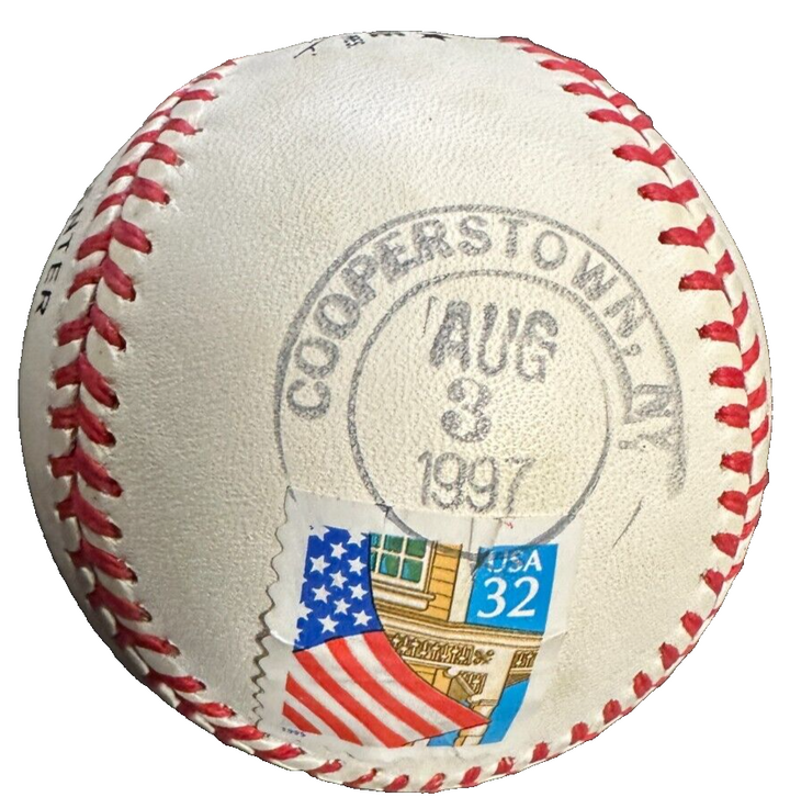 Phil Niekro Autographed ONL Baseball W/ Cooperstown Postmark & HOF 97 121/500