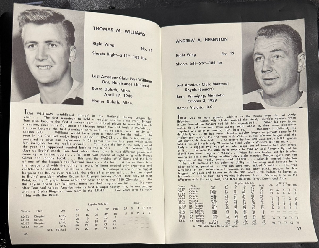 Vintage 1963-64 Boston Bruins Official Yearbook NHL