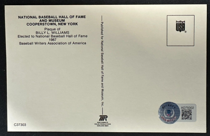 Billy Williams Autographed MLB Hall Of Fame Postcard Cubs BAS