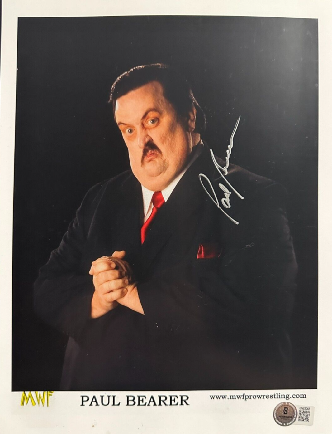 Paul Bearer Autographed Original MWF Promo Photo BAS