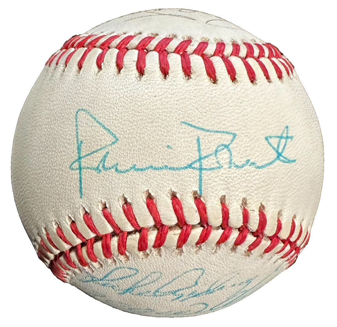 Baseball Hall of Famers Autographed OAL Baseball Roberts Spahn Kiner Mize Feller