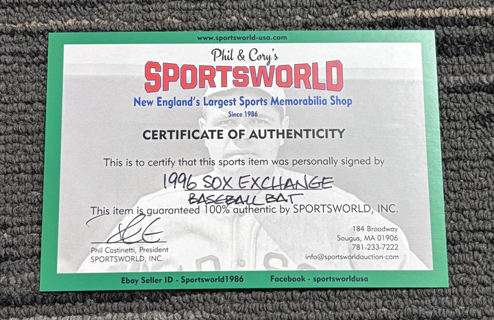 1996 Sox Exchange Fantasy Camp Signed Baseball Bat Rico Petrocelli Pesky Etc.