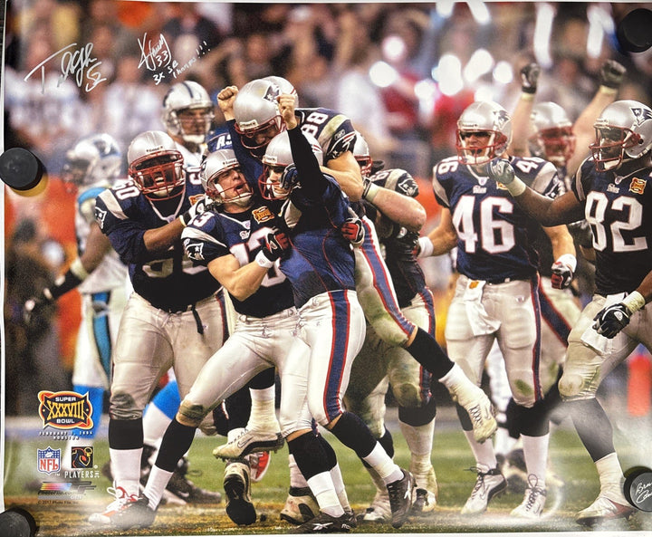 Ted Johnson Kevin Faulk Autographed Super Bowl XXXVIII NE Patriots Poster