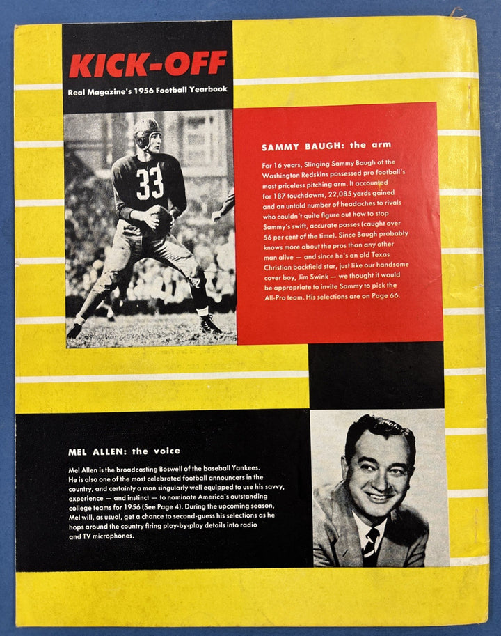 1956 REAL MAGAZINES FOOTBALL YEARBOOK KICK OFF JIM SWINK TCU COVER