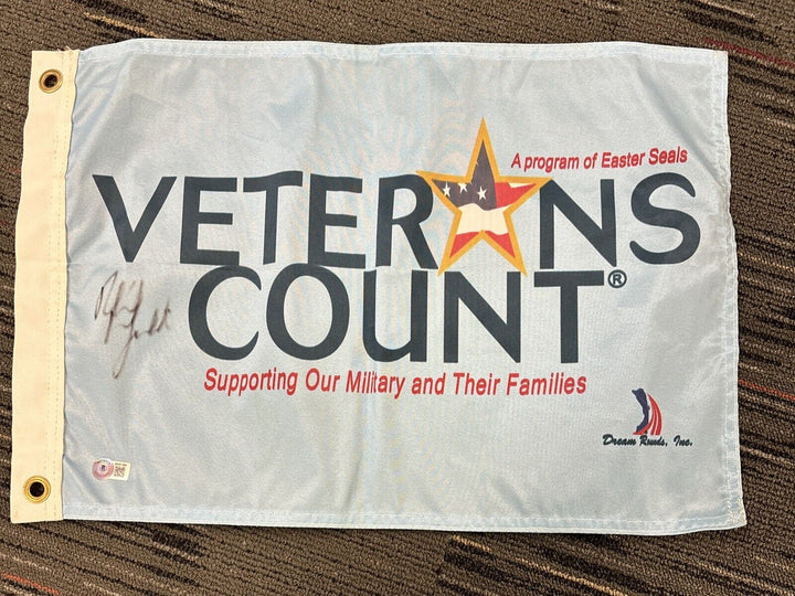 Phil Mickelson Signed Veterans Count Flag Beckett Hologram BAS PGA