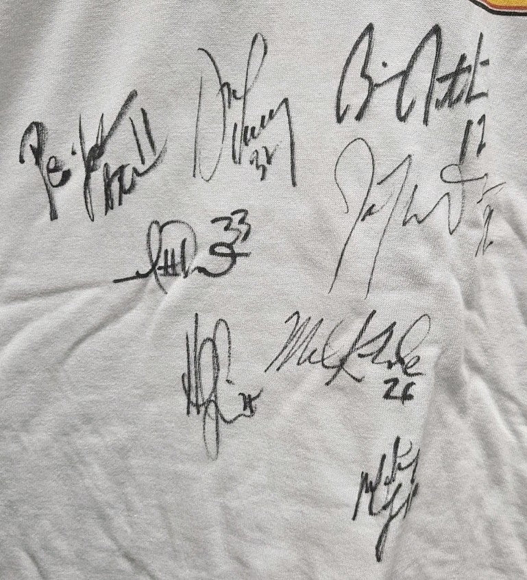 Boston Bruins Autographed Charity Dinner T-Shirt Joe Thornton Don Sweeney