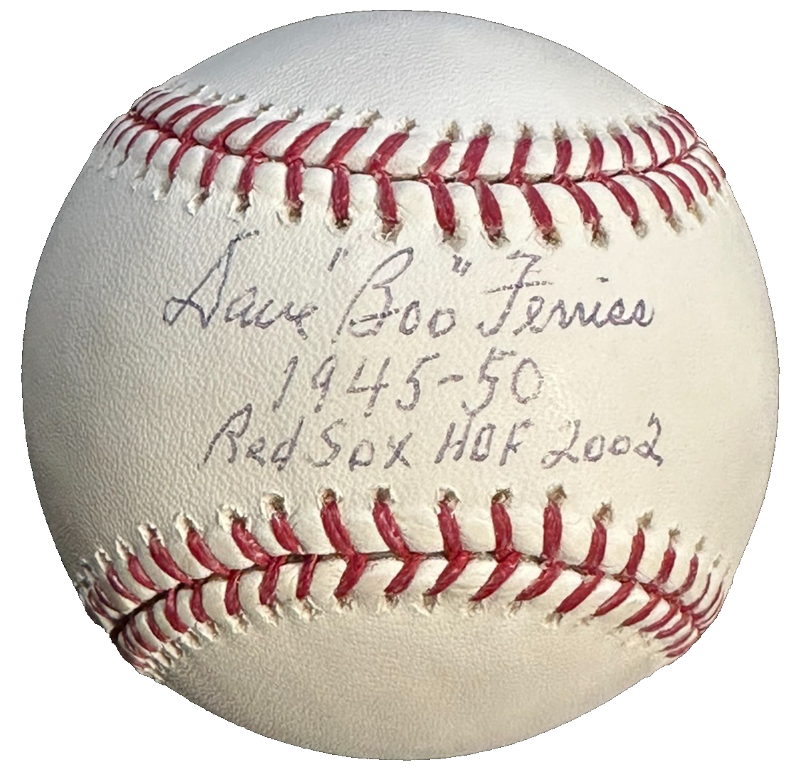 Dave Boo Ferriss Autographed OML Baseball W/ 1945-50 Red Sox HOF 2002 ...