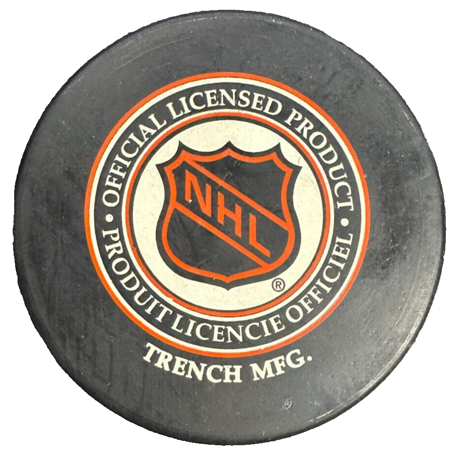 Lanny McDonald Autographed Calgary Flames Hockey Puck W/ HOF 92 & 500 Insc