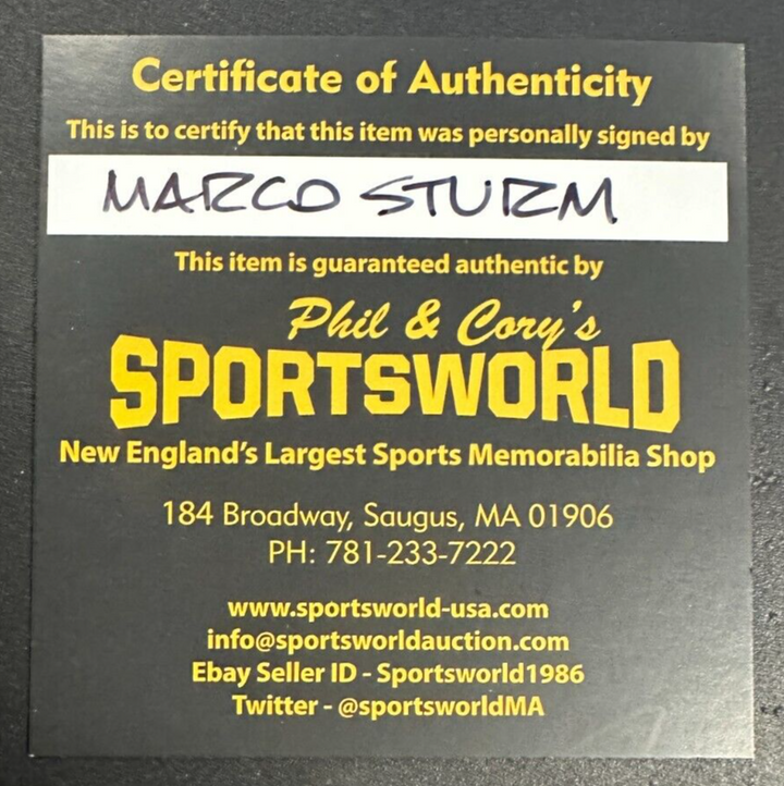 Marco Sturm Autographed Boston Bruins Hockey Puck NHL