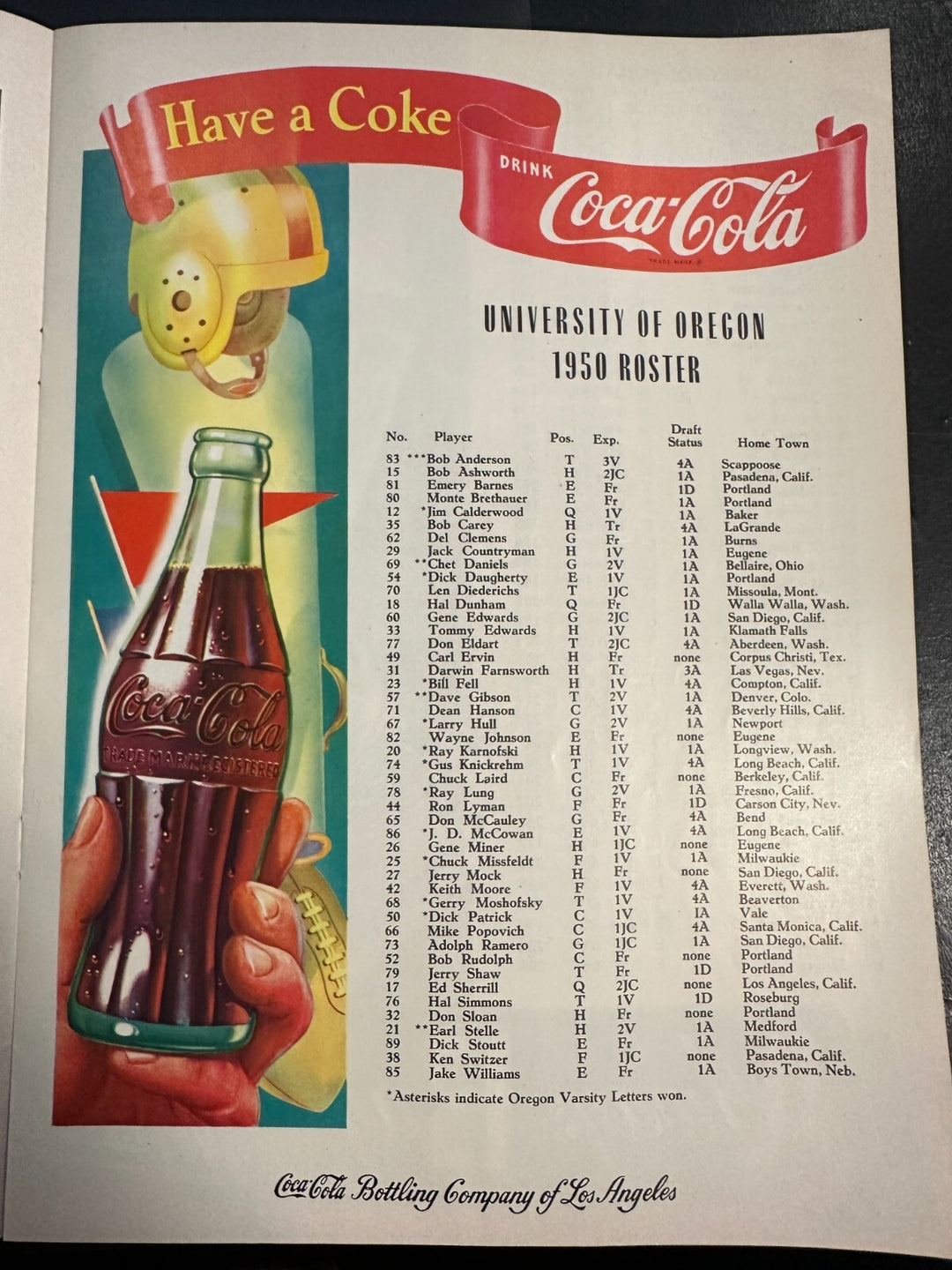 Sep 23, 1950 Oregon Ducks Vs UCLA Bruins Football Program 28-0 Bruins
