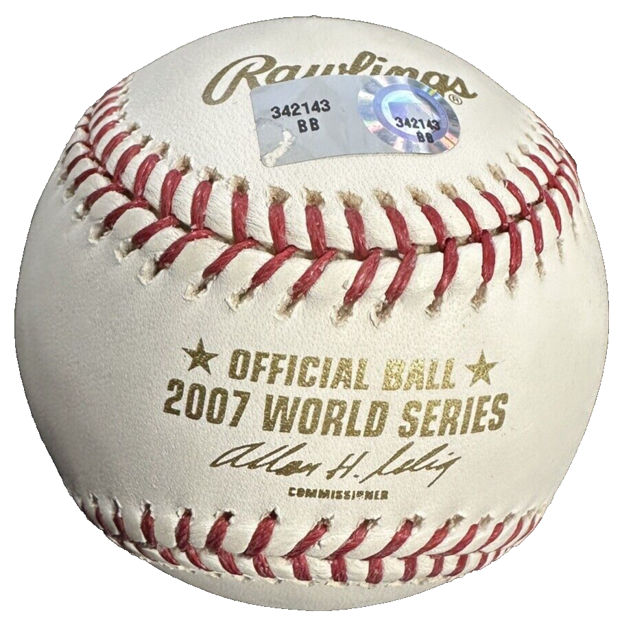 Hideki Okajima Autographed Official 2007 World Series Logo Baseball Red Sox MLB