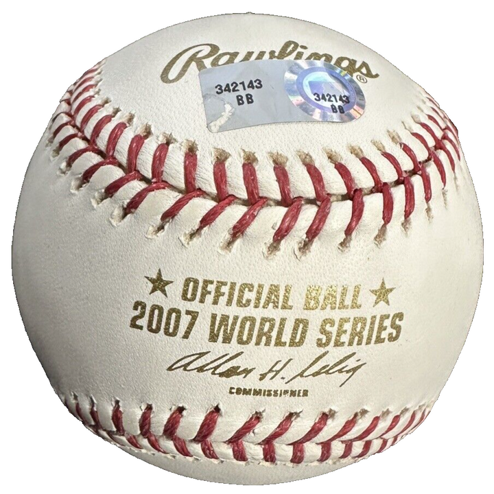 Hideki Okajima Autographed Official 2007 World Series Logo Baseball Red Sox MLB