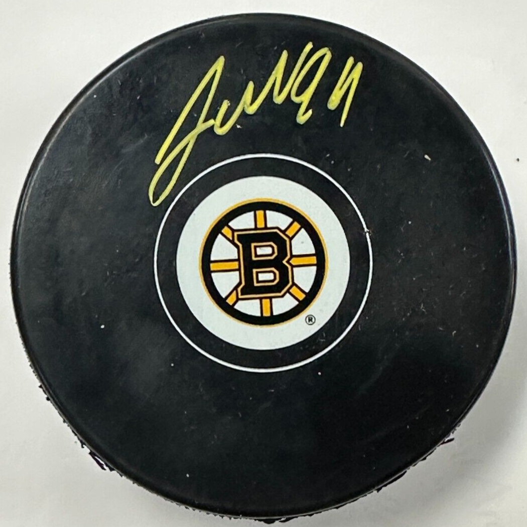 Jakub Lauko Autographed Boston Bruins Hockey Puck NHL