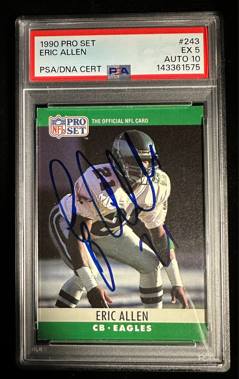1990 Pro Set Card Eric Allen Autographed Card #243 PSA 5 w/ 10 Auto