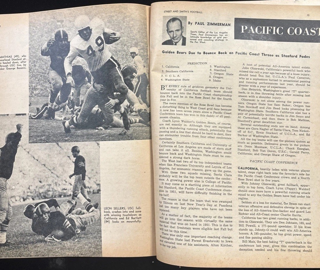 1952 Street & Smiths Football Pictorial Yearbook Johnny Olszewski California