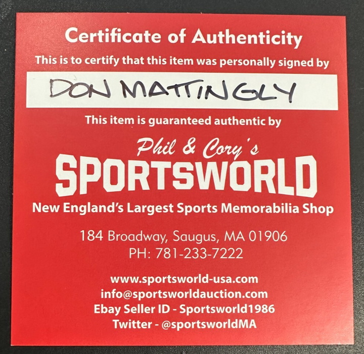 Don Mattingly Autographed Rawlings Gold Glove Baseball NY Yankees