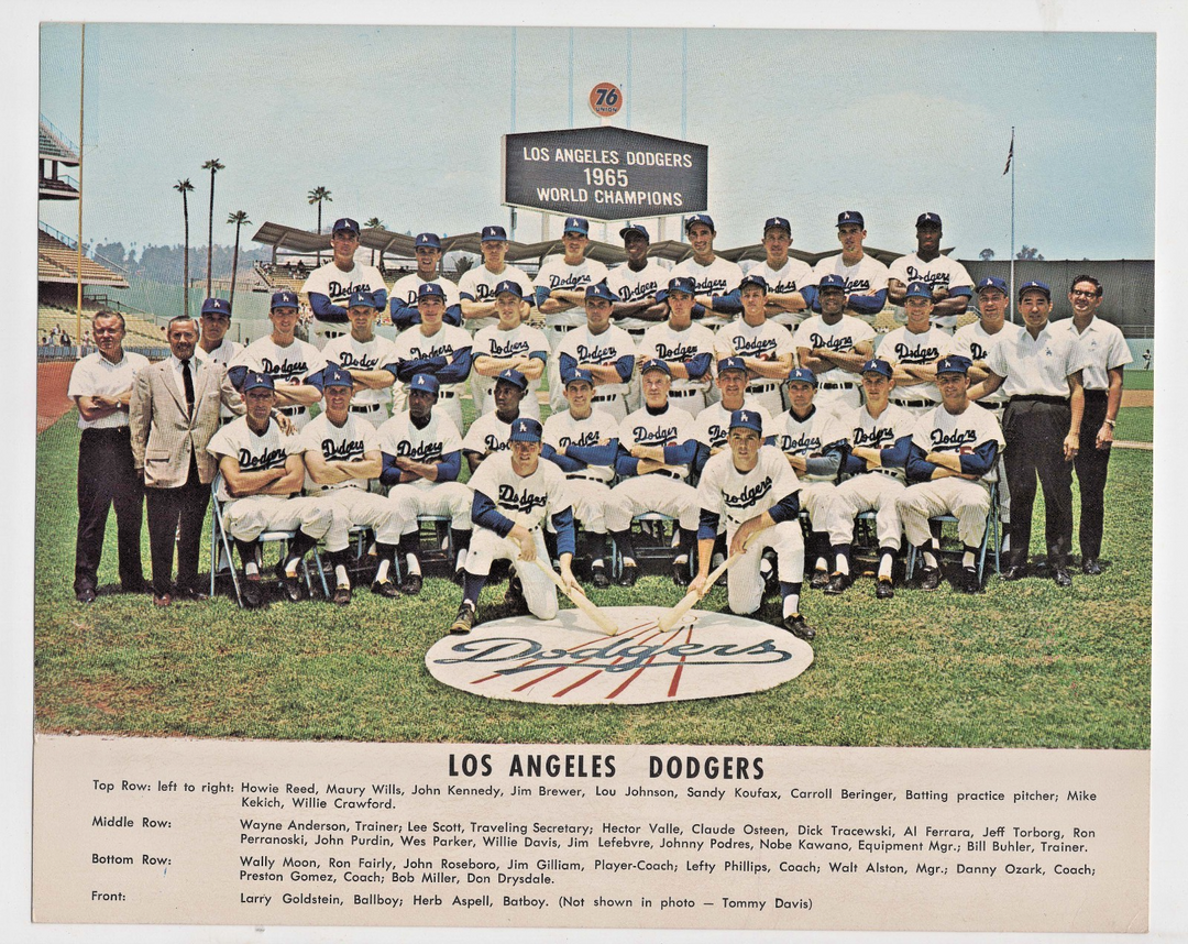 1965 World Series Champions Los Angeles Dodgers Baseball 8x10 Original