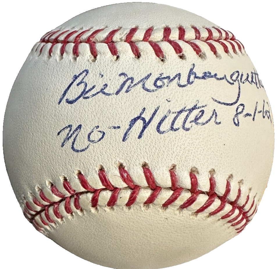 Bill Monbouquette Autographed Official Major League Baseball W/ No-Hitter 8-1-62