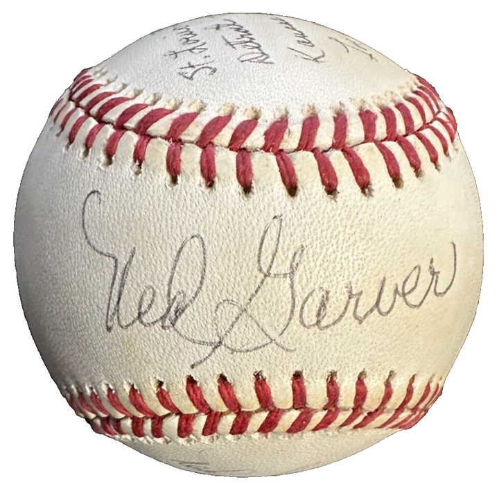 Ned Garver Autographed AOL Baseball W/ Multiple Inscriptions Tigers