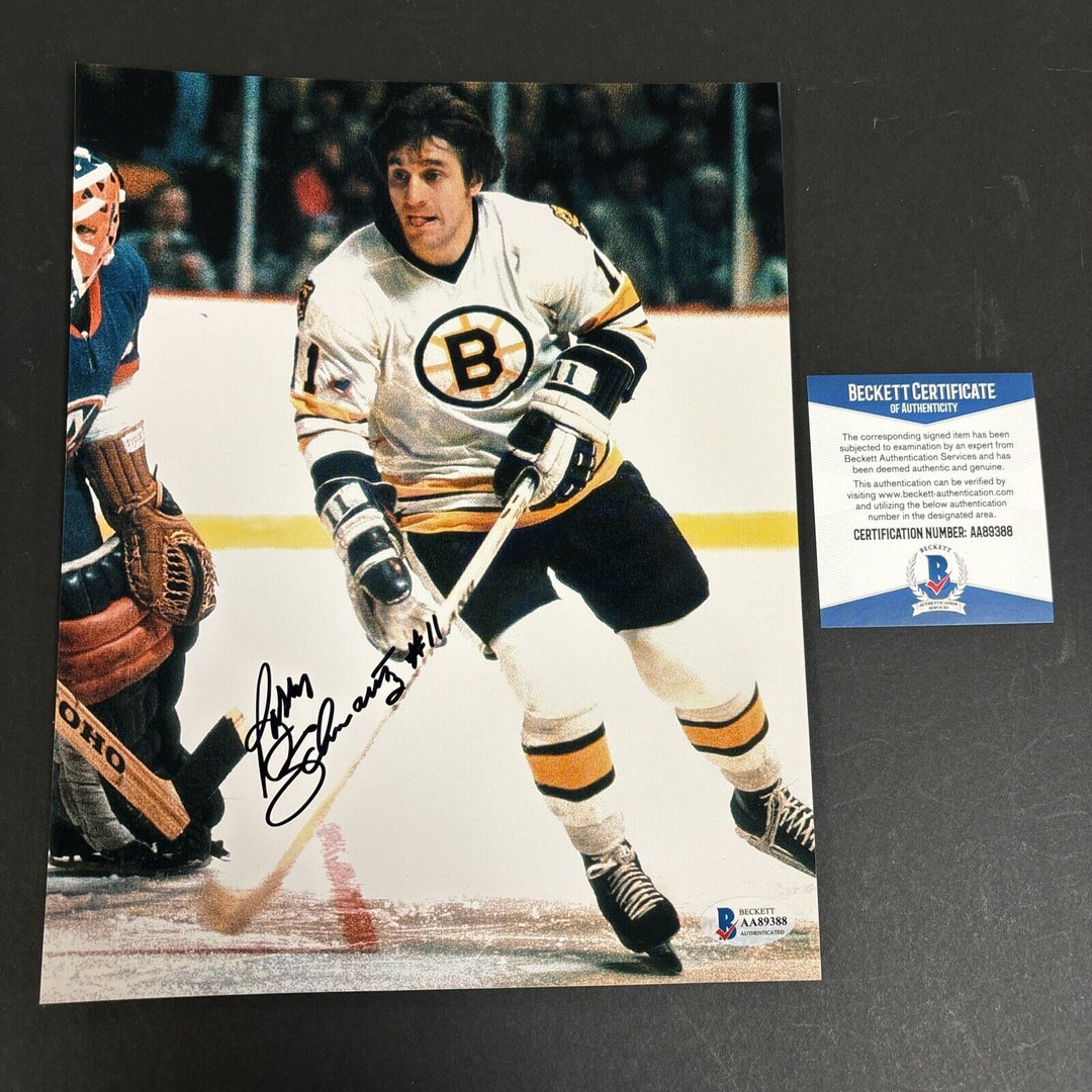 Bobby Schmautz Signed 8x10 Boston Bruins Beckett COA Sportsworld