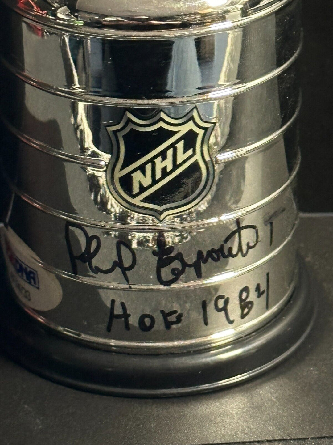 Phil Esposito Autographed Mini Stanley Cup W/ HOF 1984 PSA/DNA