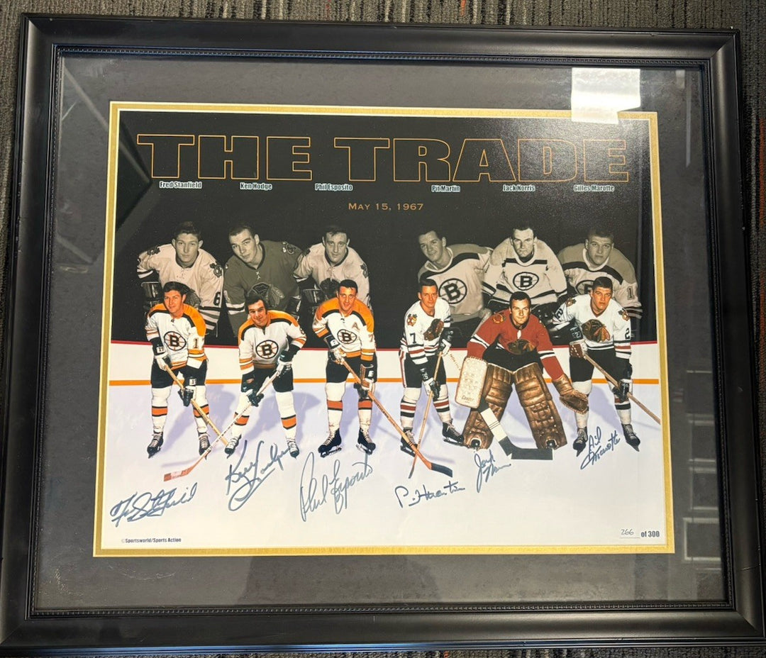 Fred Stanfield Ken Hodge Phil Esposito Pit Martin Signed 16x20 Photo COA