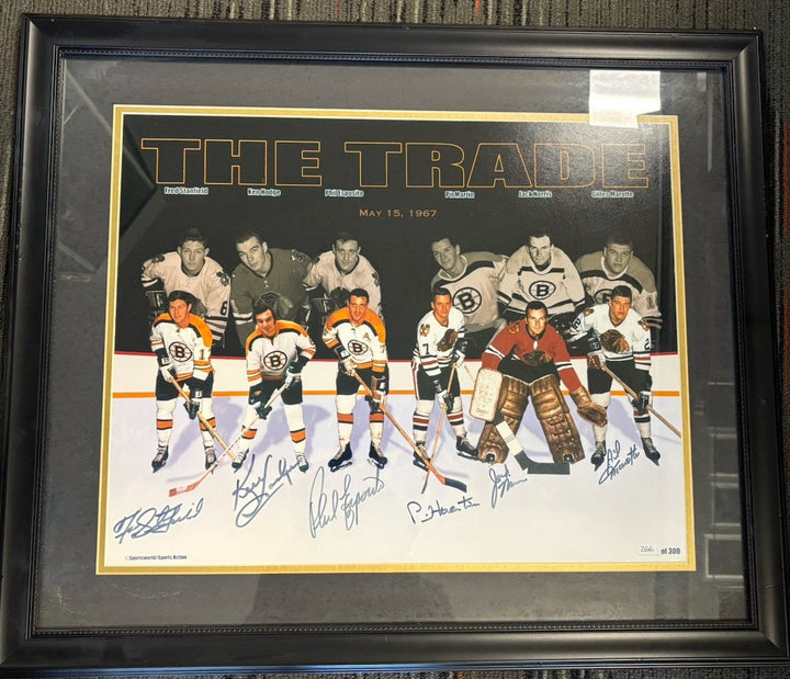 Fred Stanfield Ken Hodge Phil Esposito Pit Martin Signed 16x20 Photo COA