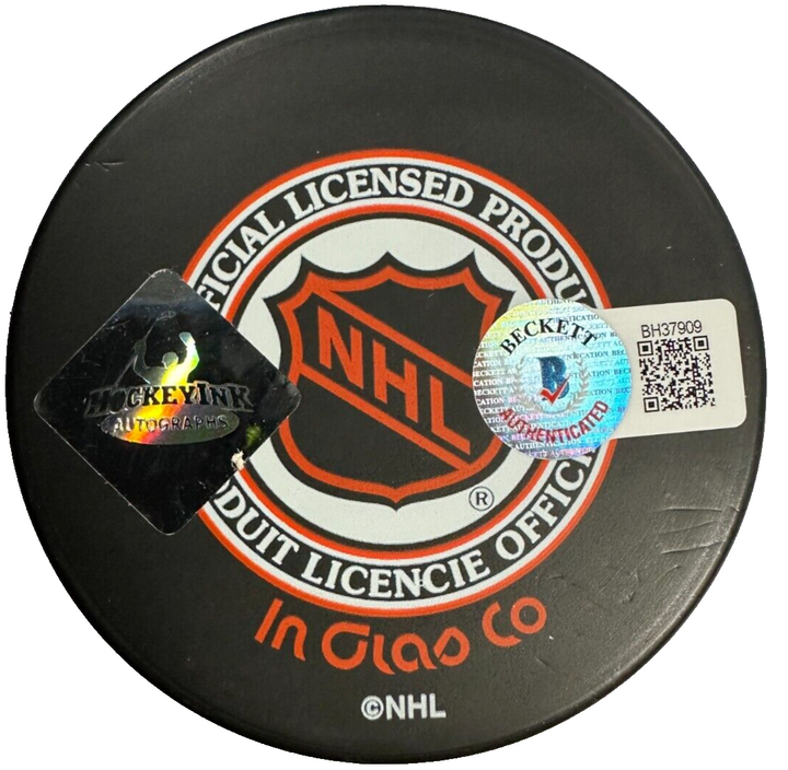 Borje Salming Autographed Toronto Maple Leafs Puck  W/ HOF 96 BAS