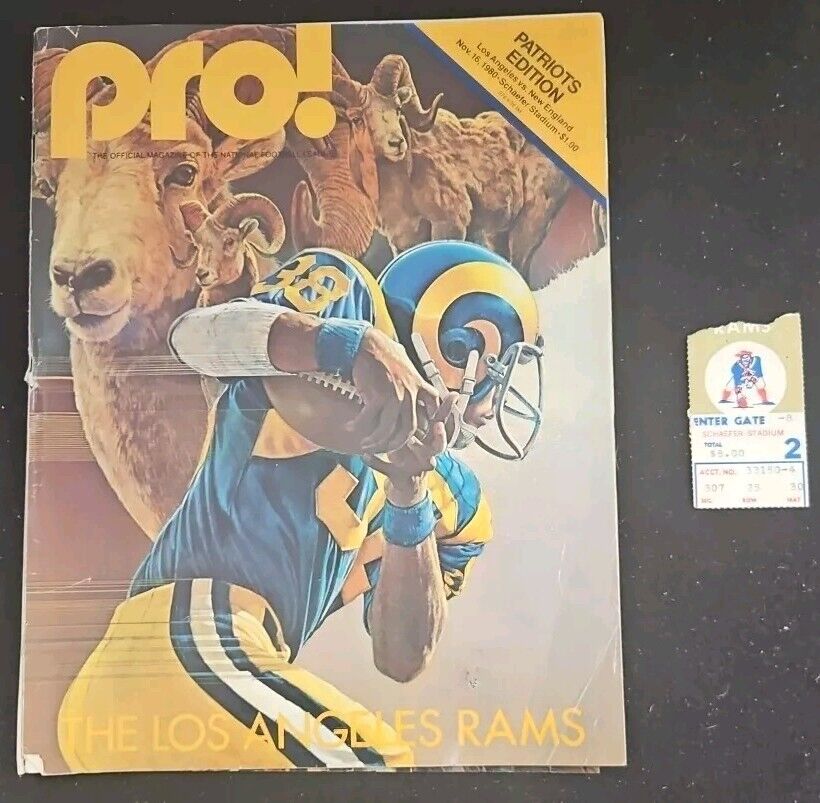 11/16/80 New England Patriots vs. Los Angeles Rams Program & Ticket Stub