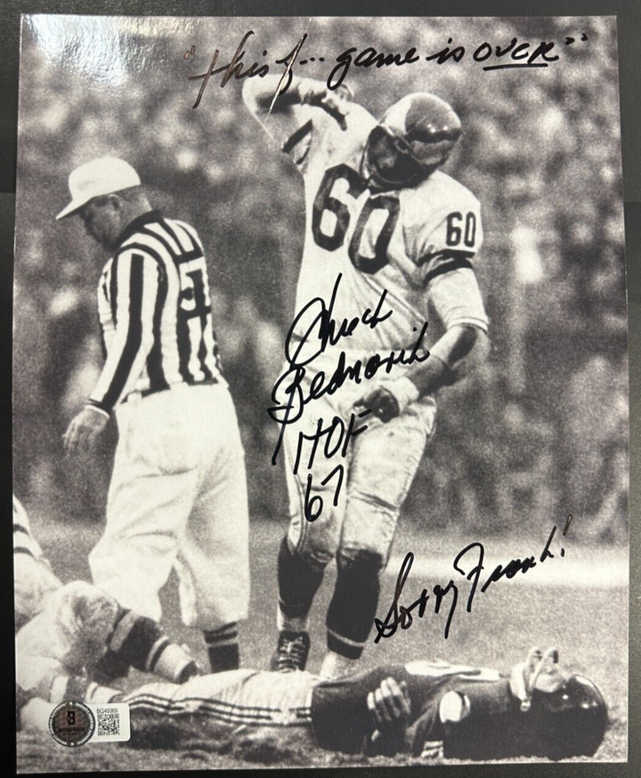 Chuck Bednarik Philadelphia Eagles Autographed 8x10 Photo BAS W/ Sorry Frank