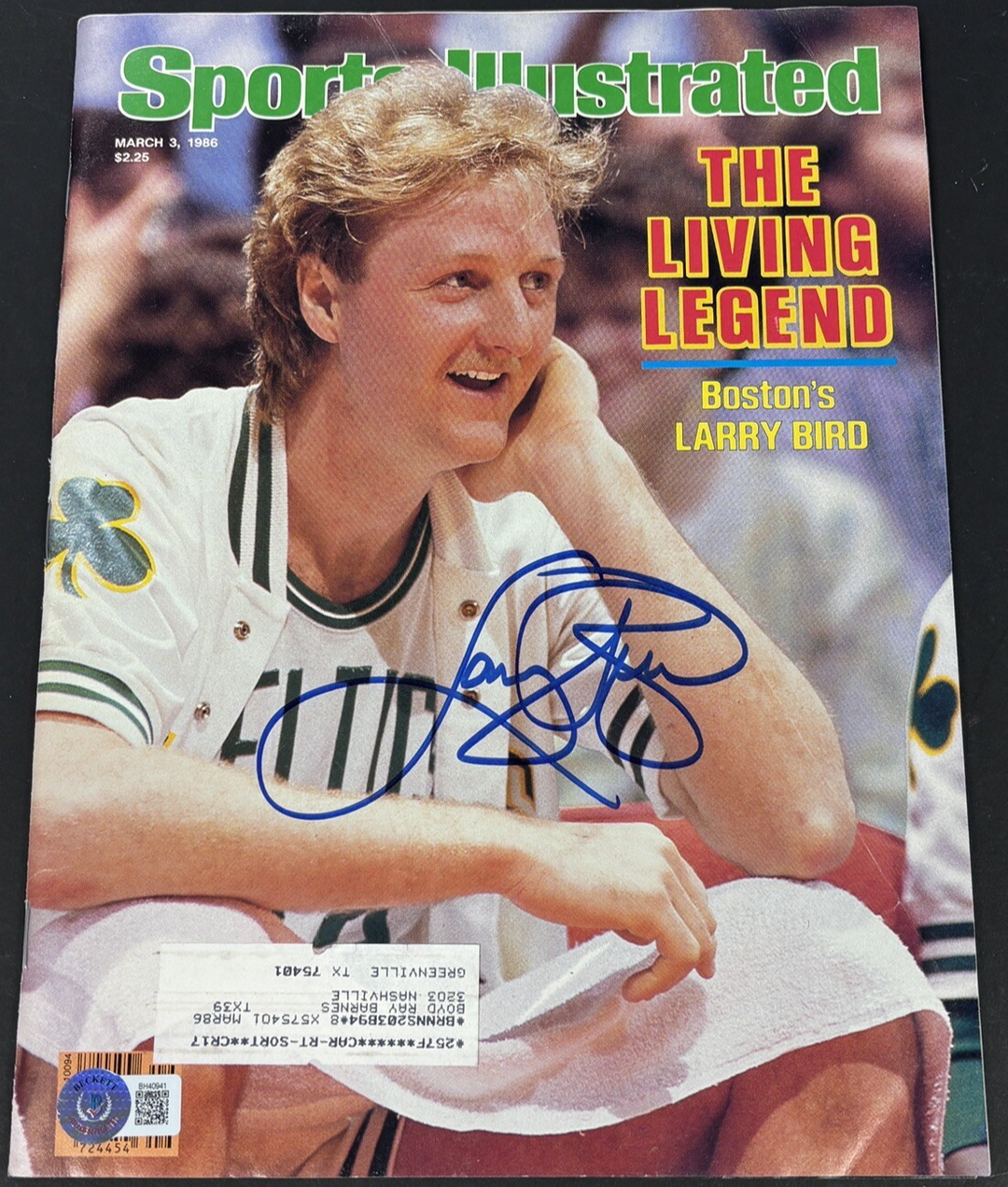 Sports Illustrated 3/3/86 Signed By Larry Bird Beckett Holo Boston Celtics HOF