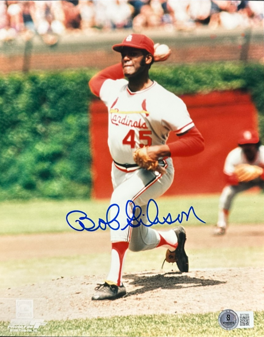 Bob Gibson Autographed St. Louis Cardinals 8x10 Photo HOF BAS