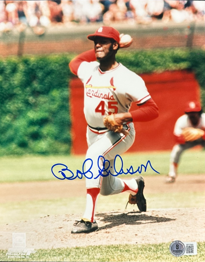 Bob Gibson Autographed St. Louis Cardinals 8x10 Photo HOF BAS