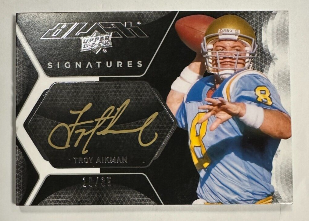 2012 Upper Deck Exquisite Troy Aikman UD Black Signatures Gold Ink Auto 18/35