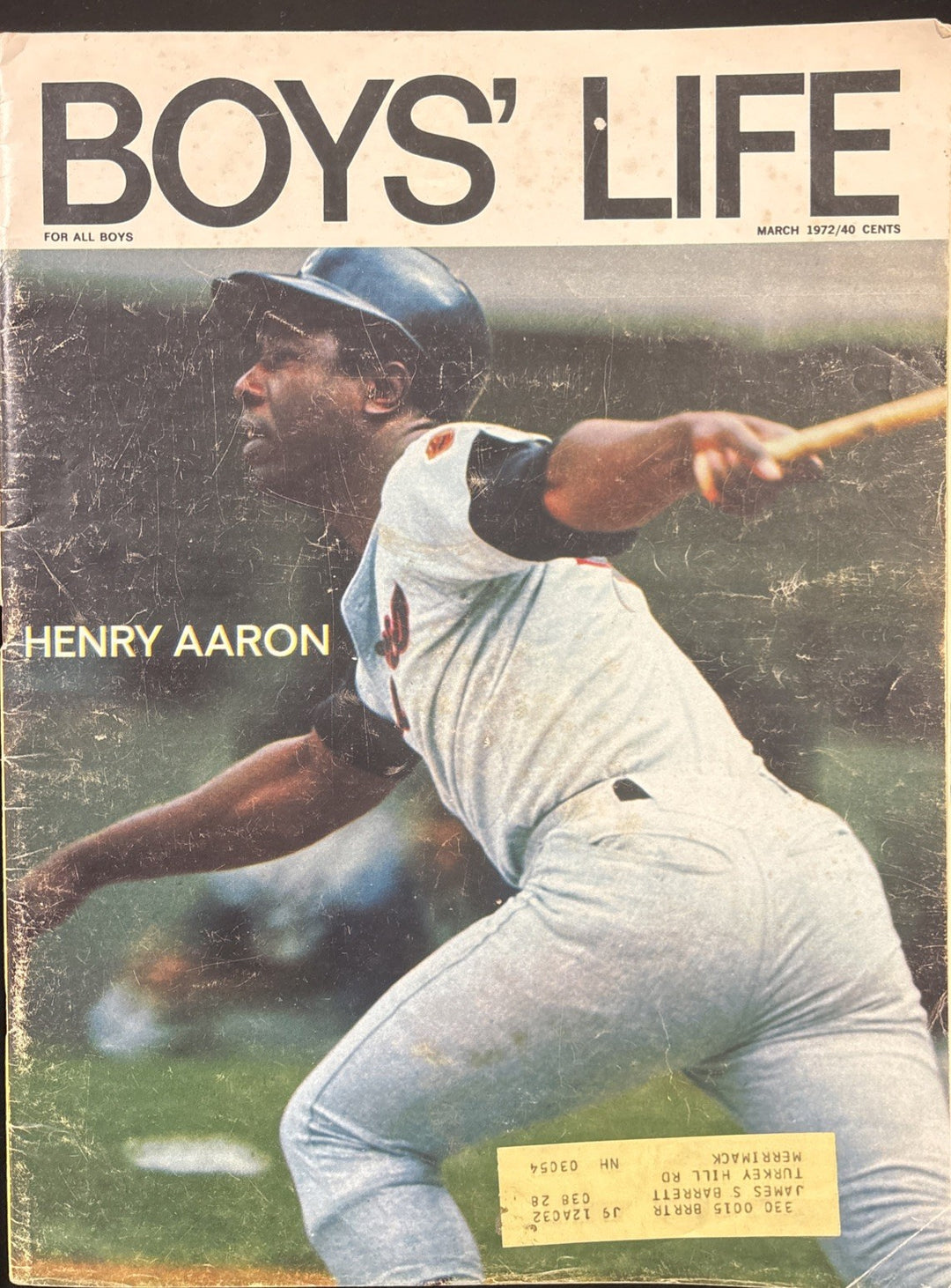 March 1972 Boys Life Magazine Henry Aaron Cover