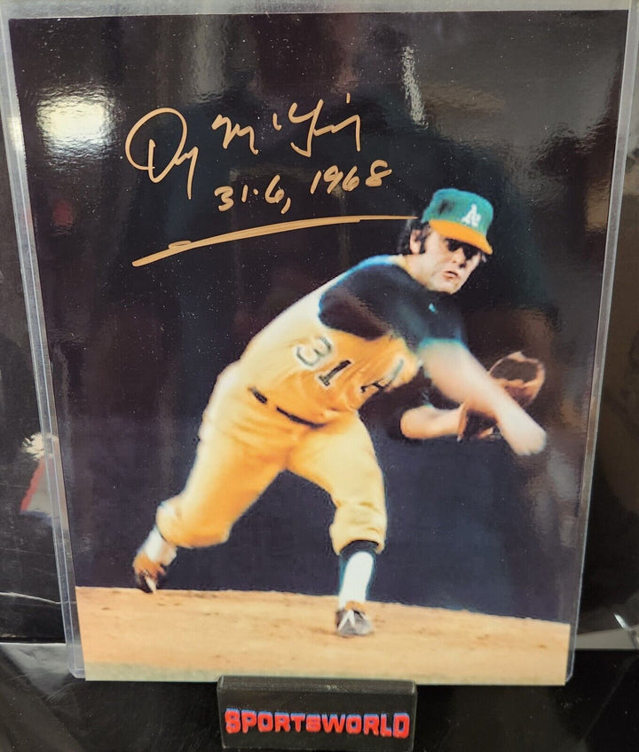 Denny McLain Signed Inscribed 8x10 Photo Oakland A's Detroit Tigers COA