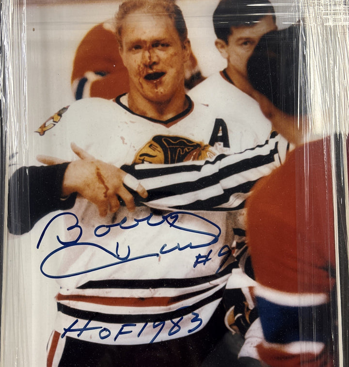 BOBBY HULL CHICAGO BLACKHAWKS SIGNED AUTO 8X10 PHOTO HOF 1983 AUTOGRAPHED