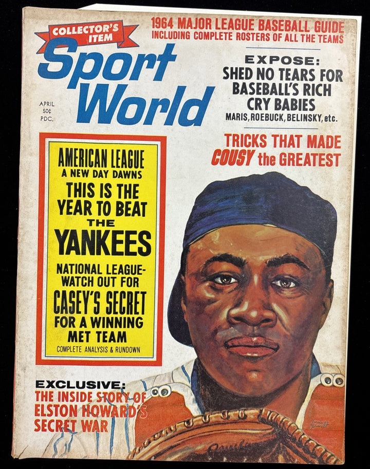 APRIL 1964 SPORT WORLD MAGAZINE MLB GUIDE ELSTON HOWARD NEW YORK YANKEES COVER