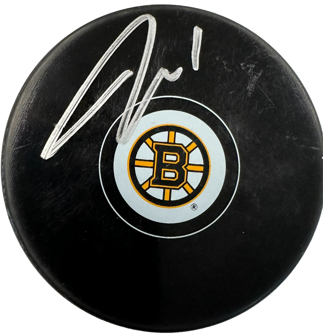 Jeremy Swayman Autographed Boston Bruins Hockey Puck JSA NHL