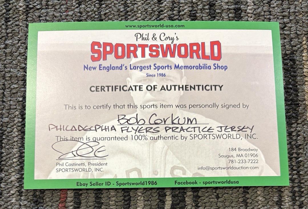 Bob Corkum Signed Used Philadelphia Flyers Practice Jersey Sportsworld COA