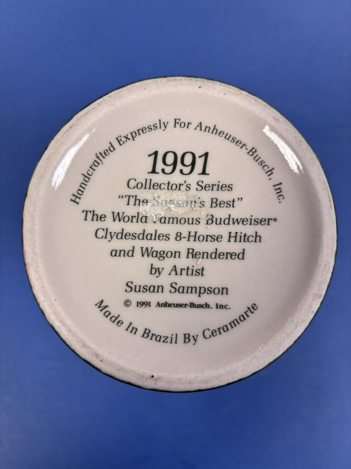 1991 Budweiser Holiday Christmas Stein Mug Collector Series