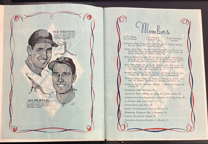 Jan 28 1954 Fifteenth Annual Baseball Writers Association America Dinner Program