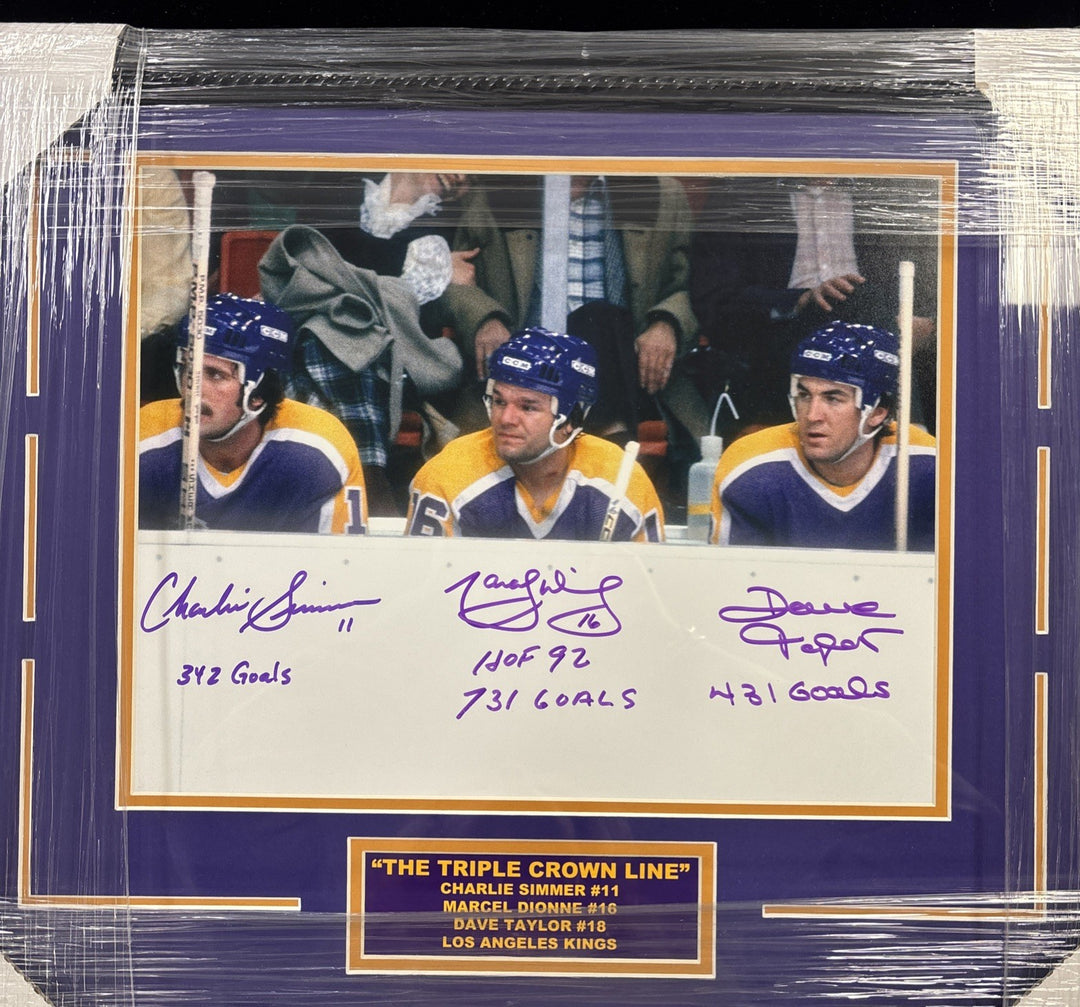Framed Triple Crown Line Autographed 11x14 Photo Taylor Dionne & Simmer LA Kings
